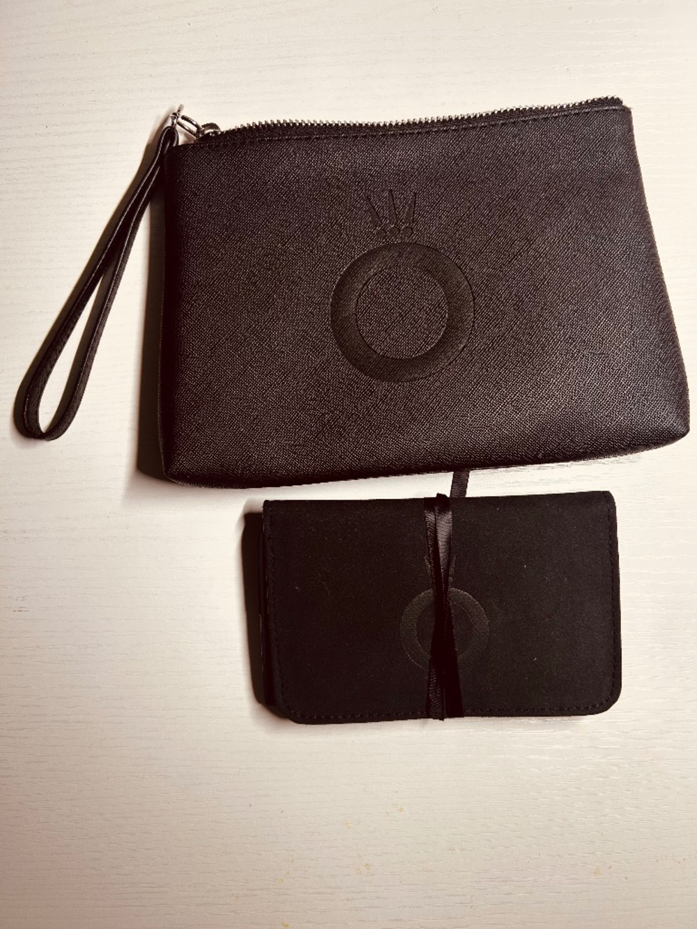 Pandora Black Wristlet Pouch Set with Embossed Crown Logo